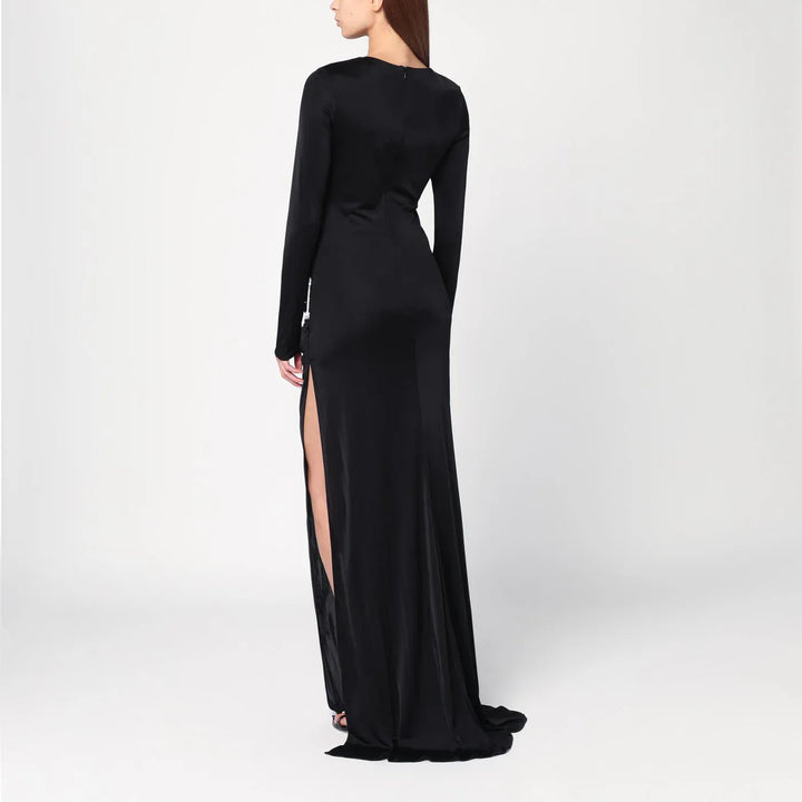 Giuseppe di Morabito - Long black dress with brooch detail Brand Jewelry 40  IT