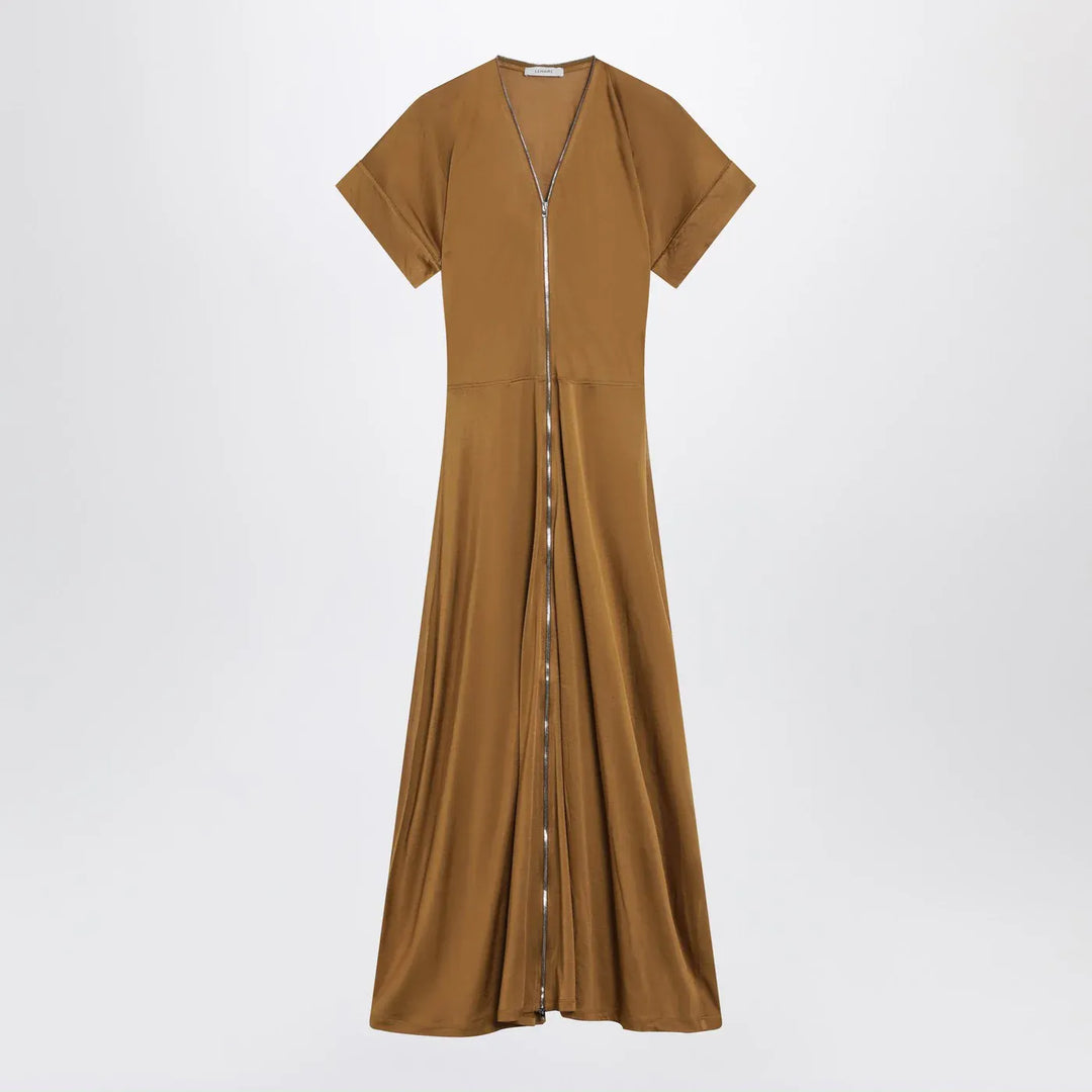 LEMAIRE - Cinnamon-brown zip-up dress in cotton-viscose jersey Brand S