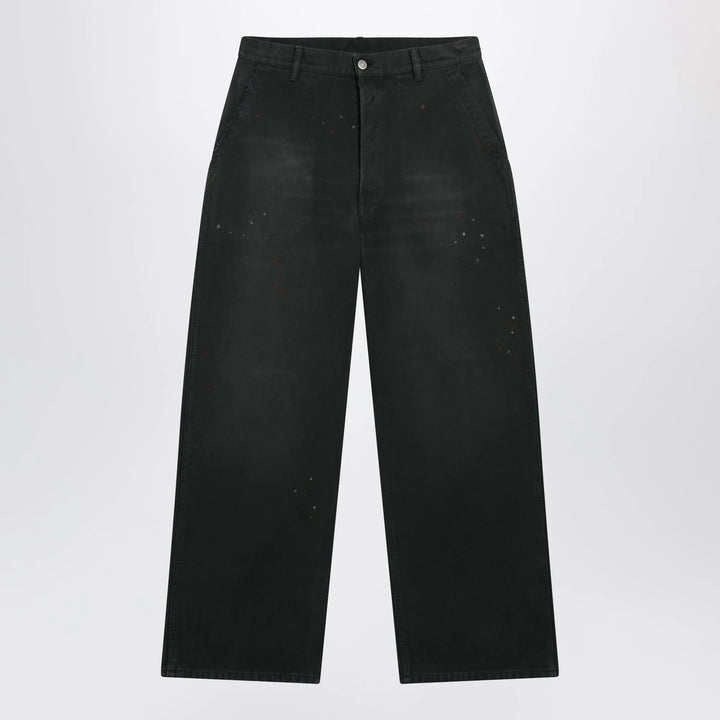Maison Margiela - Double-dyed work trousers in black cotton with spots Brand 46 IT