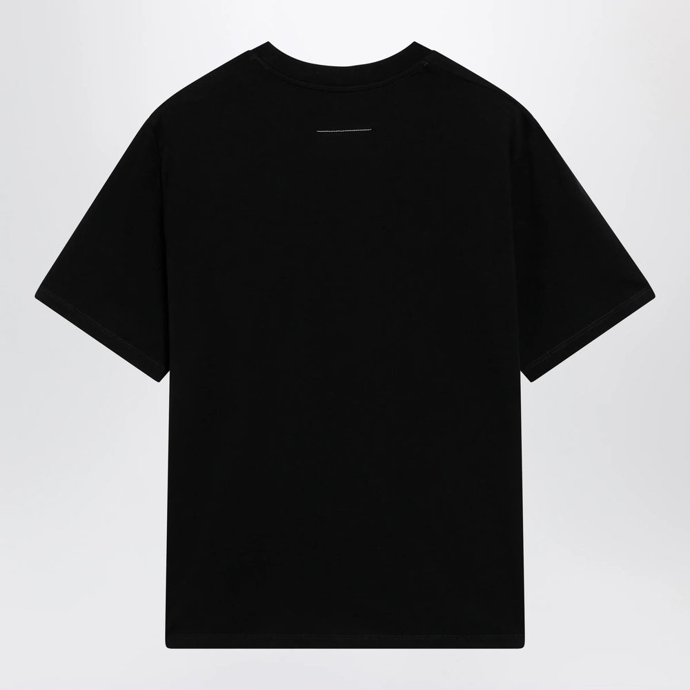 MM6 Maison Margiela - Black draped T-shirt with logo patch Brand S