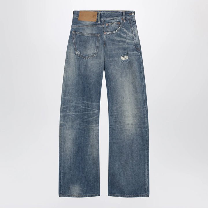 MM6 Maison Margiela - Distressed wide-leg denim jeans in medium blue Brand 25