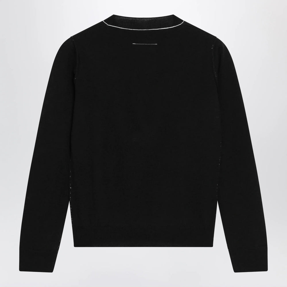 MM6 Maison Margiela - Wool-blend sweater with contrast trim in black Brand
