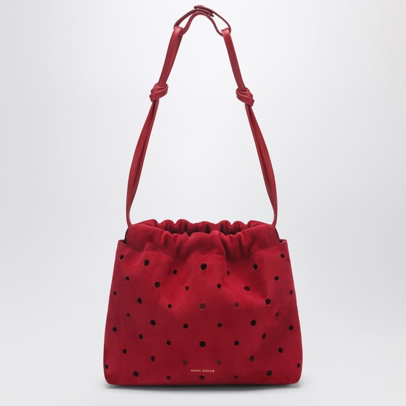 #N/A Manu Atelier - Romy perforated red suede pouch - One size Brand