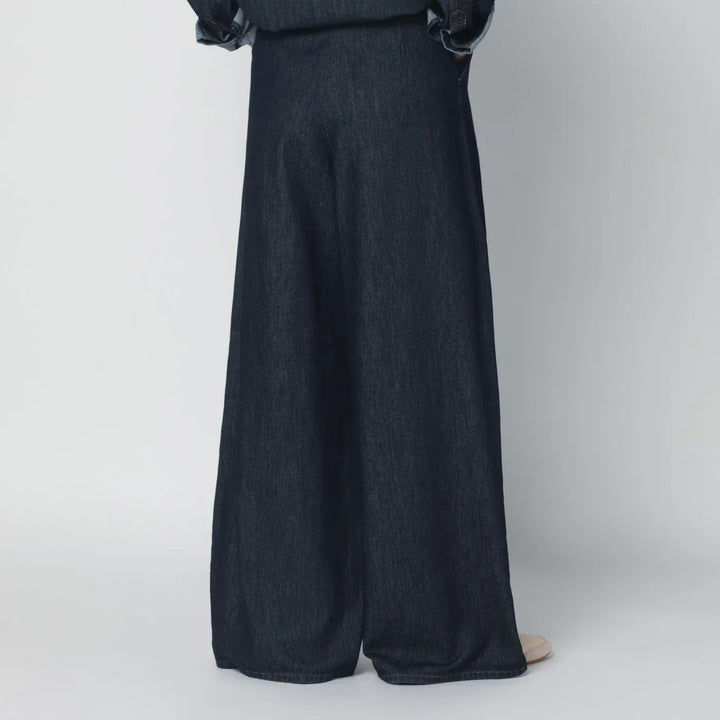 Dries Van Noten - Indigo denim wide-leg trousers with pleats Brand Pants