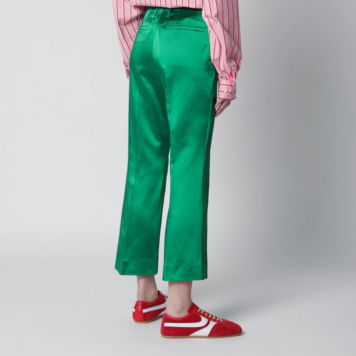 Dries Van Noten - Shiny green cotton-blend trousers Brand Pants 40  FR