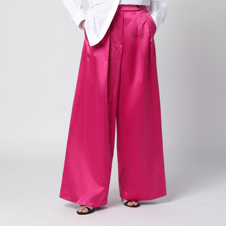 Dries Van Noten - Wide pleated fuchsia satin trousers Brand Pants 34  FR