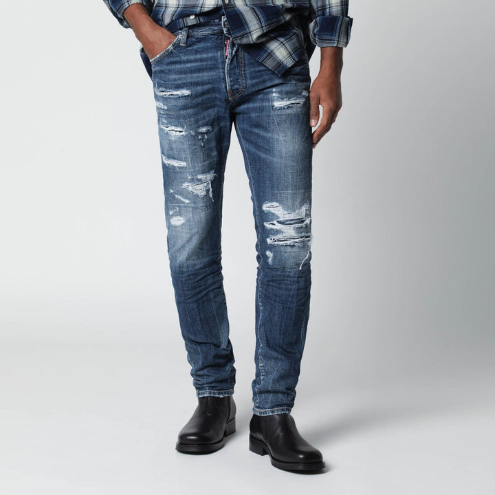 Pants Dsquared2 - Slim blue washed jeans with rips Brand