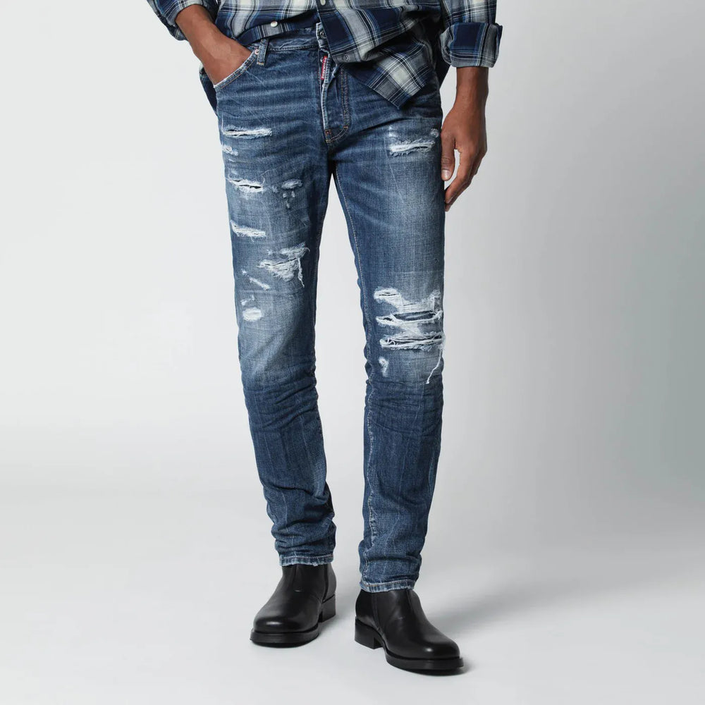 Dsquared2 - Slim blue washed jeans with rips Brand Pants 46 IT