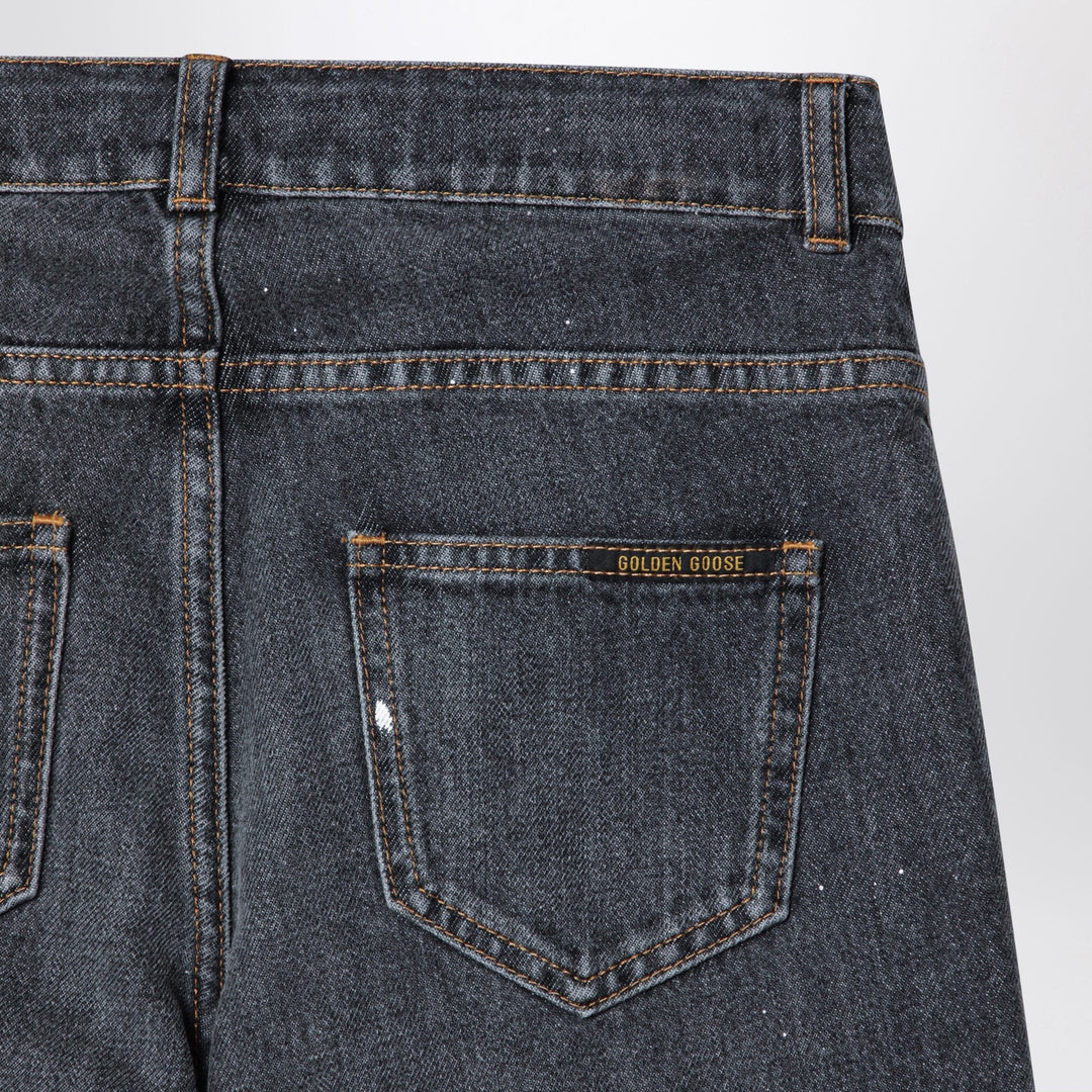 Golden Goose - Black jeans in faded denim with splashes Brand Pants
