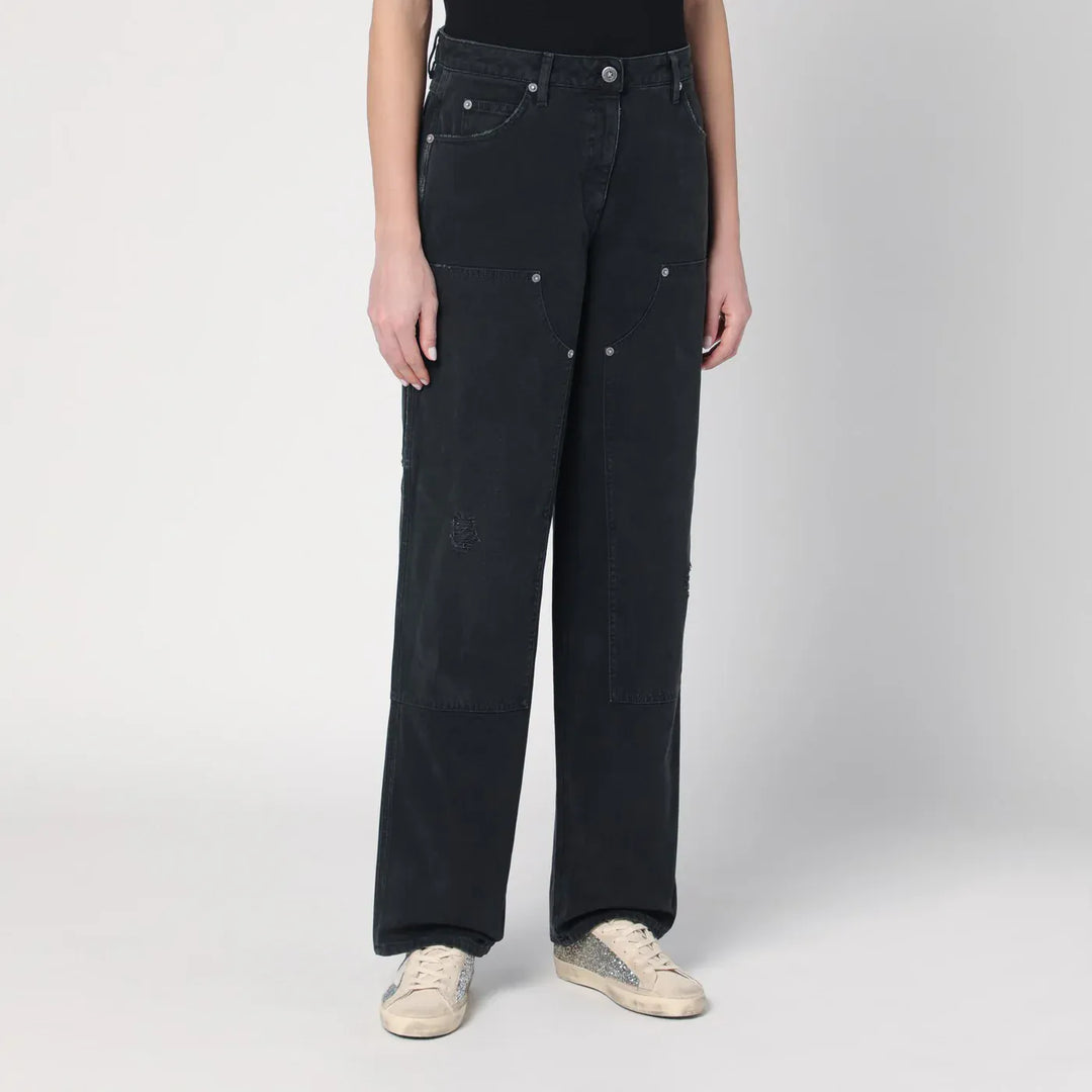 Golden Goose - Wide black trousers in denim Brand Pants 42  IT