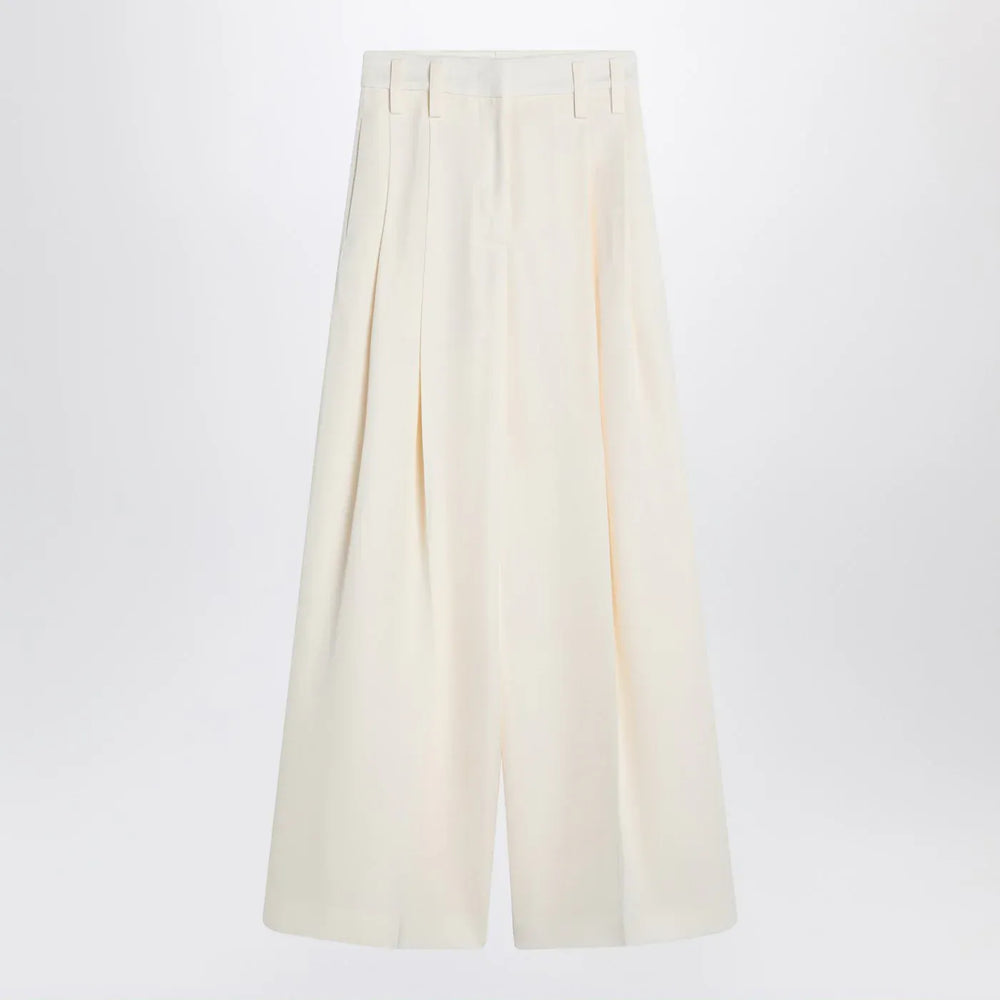 Jil Sander - Wide cream trousers in silk blend Brand Pants 34  FR