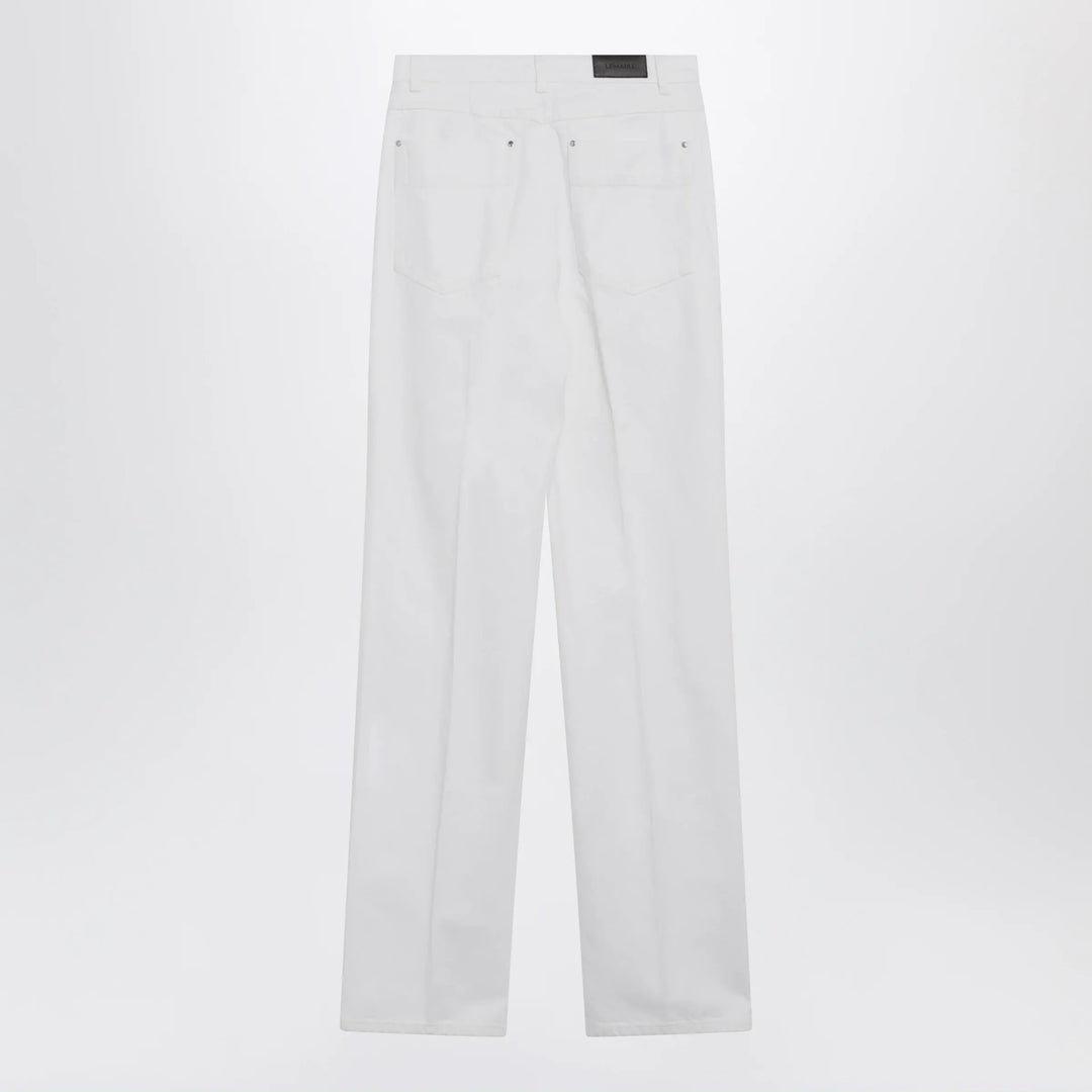 LEMAIRE - High-waisted straight-leg jeans with belt in white denim Brand Pants