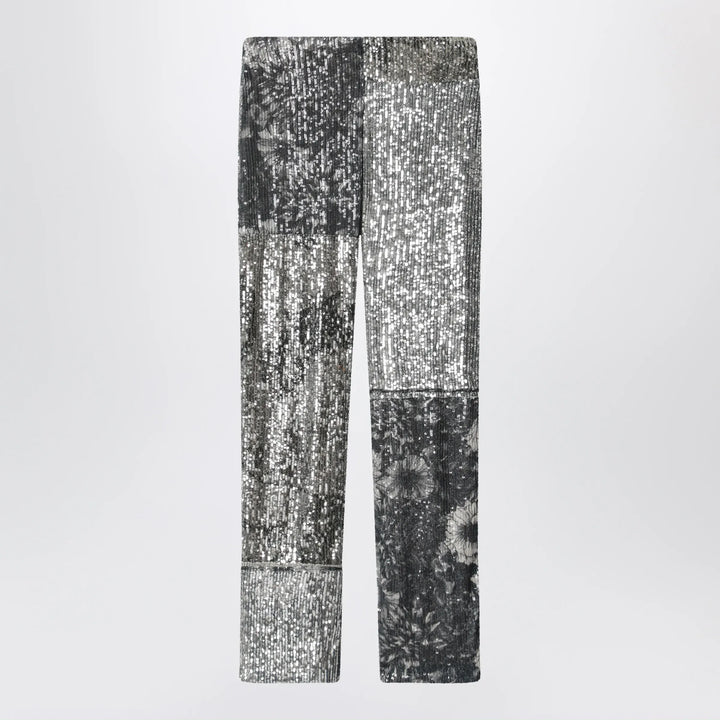 Maison Margiela - Patchwork trousers with floral sequins, multicolor Brand Pants 42  IT