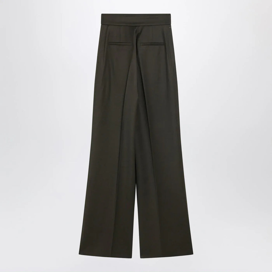 Max Mara - Moss green wide-leg wool trousers Brand Pants 40  IT