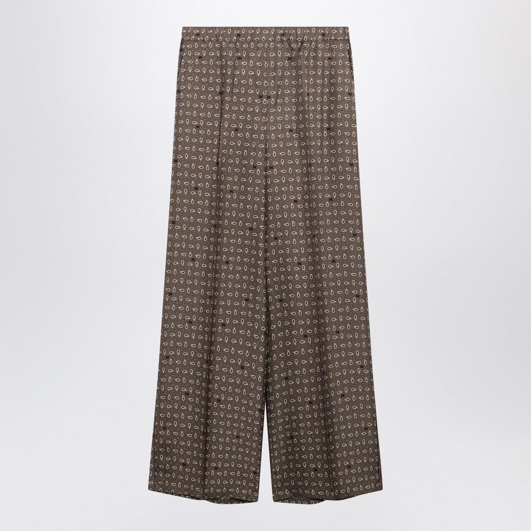 Pants Max Mara - Mud-coloured printed silk trousers Brand
