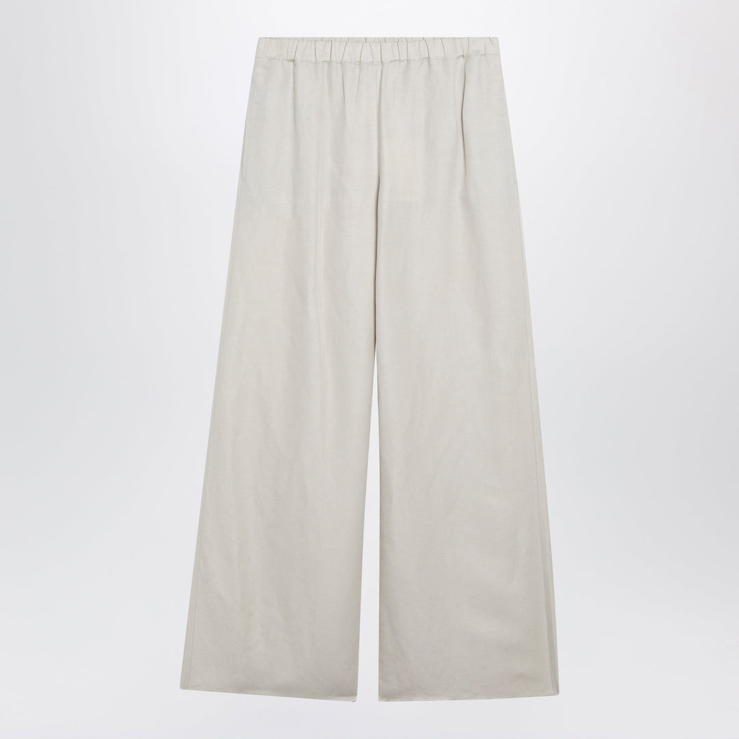 Pants Max Mara - Wide-leg linen and silk twill trousers in beige Brand