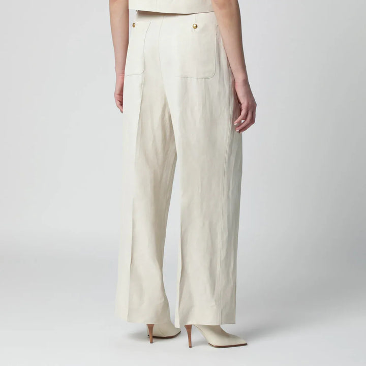 P.A.R.O.S.H. - Sand-colored linen-blend trousers Brand Pants