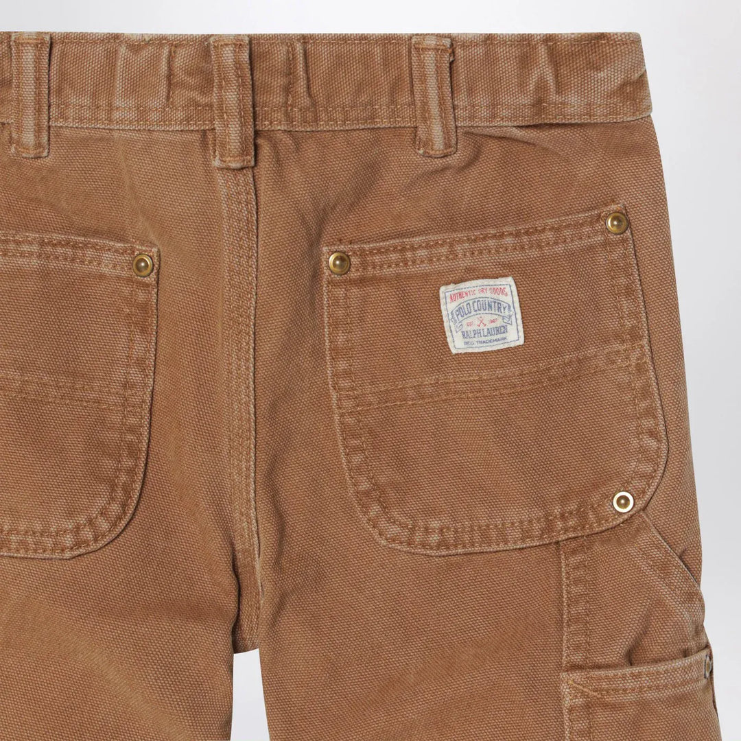 Polo Ralph Lauren - Brown vintage-effect cotton trousers Brand Pants