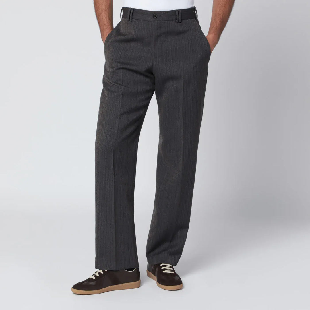 PT Torino - Brown striped wool trousers Brand Pants