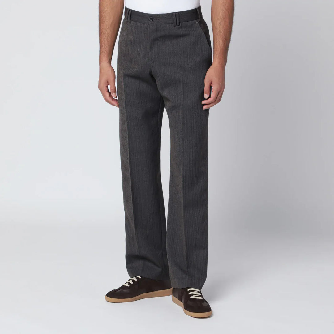 PT Torino - Brown striped wool trousers Brand Pants 50 IT