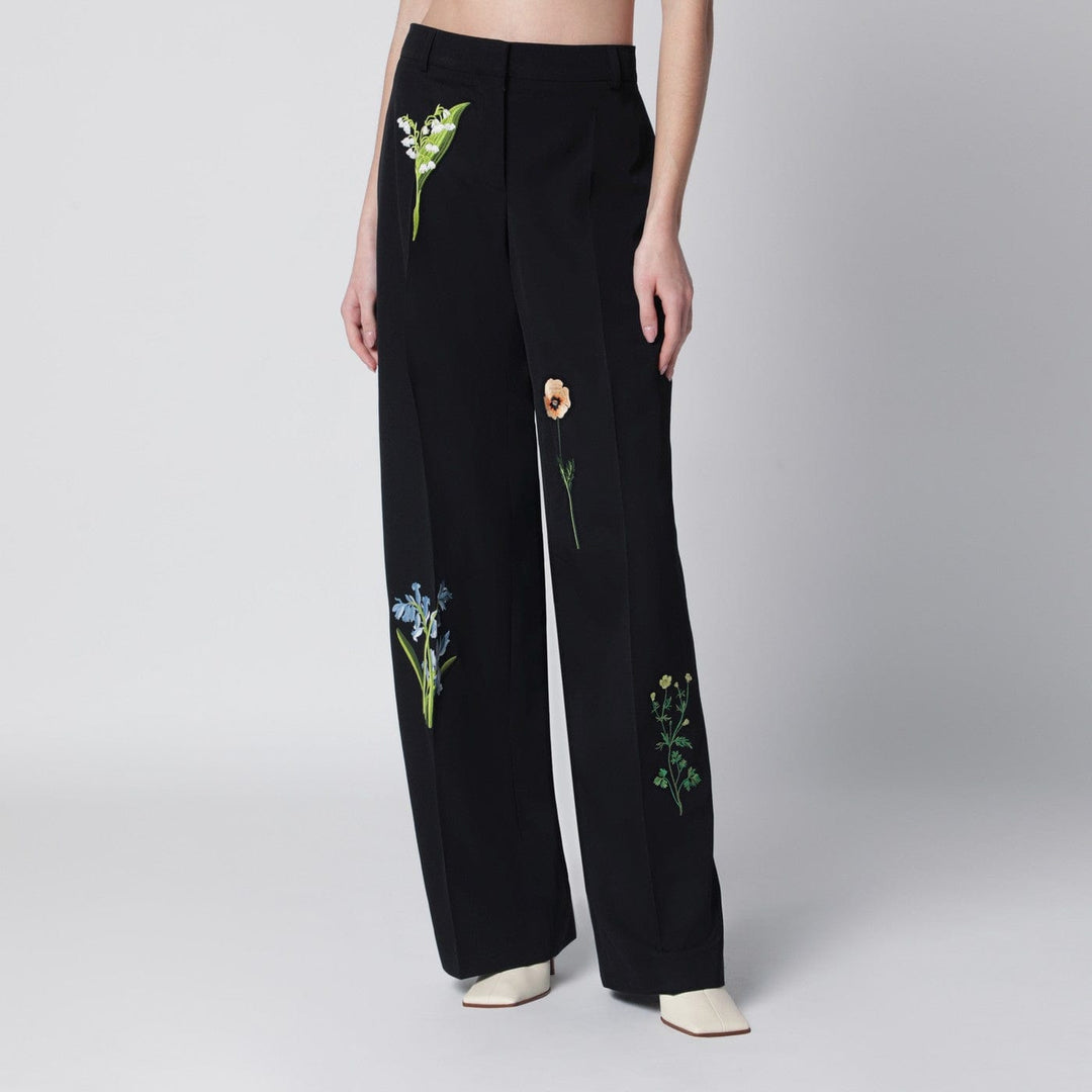 Pants 38  IT Stella McCartney - Black wool trousers with floral embroidery Brand