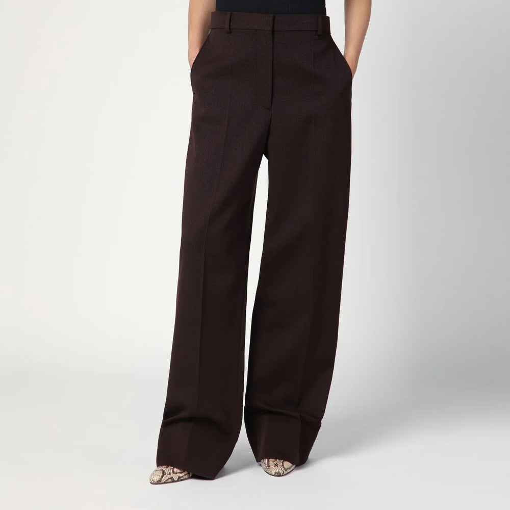 Stella McCartney - Straight leg trousers in plum wool Brand Pants 38  IT