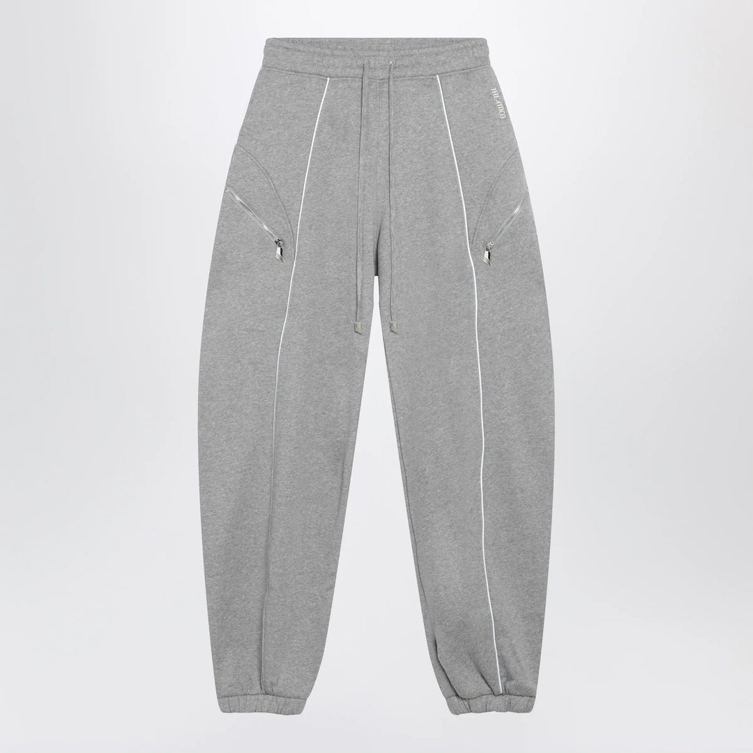 The Attico - Long jogger pants in melange grey cotton jersey Brand Pants 40  IT