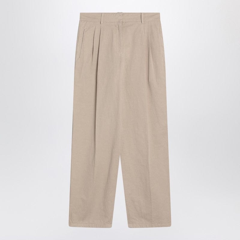 Pants The Row - Lilas light khaki cotton and linen trousers - 6 US Brand