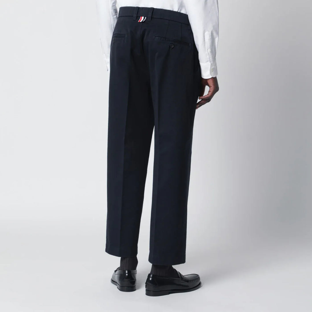 Thom Browne - Navy blue cotton trousers Brand Pants