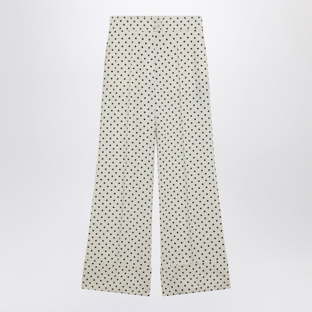 Pants Valentino - Ivory supergran trousers with Plusdepois print Brand