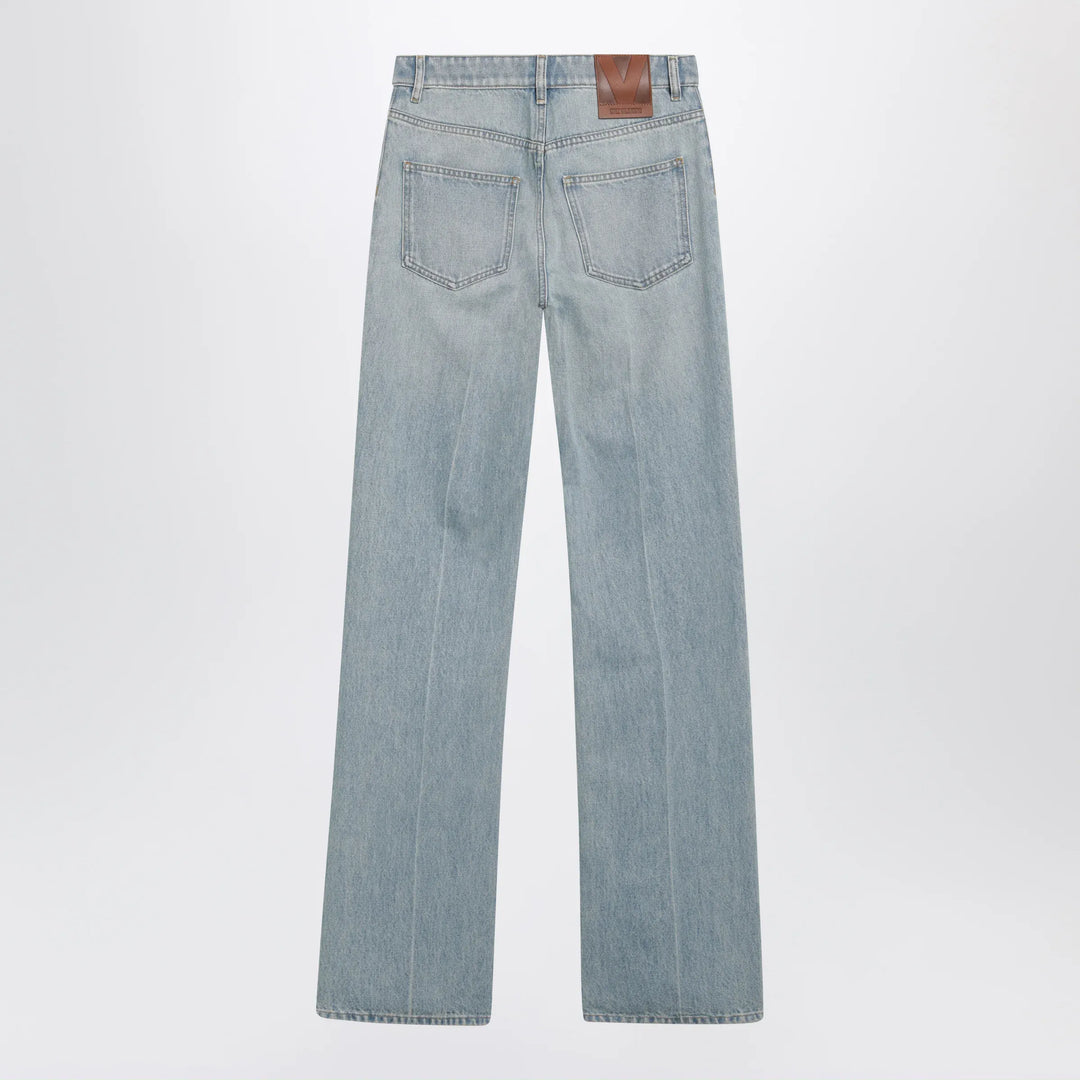Valentino - Straight-leg cotton denim jeans in light blue Brand Pants