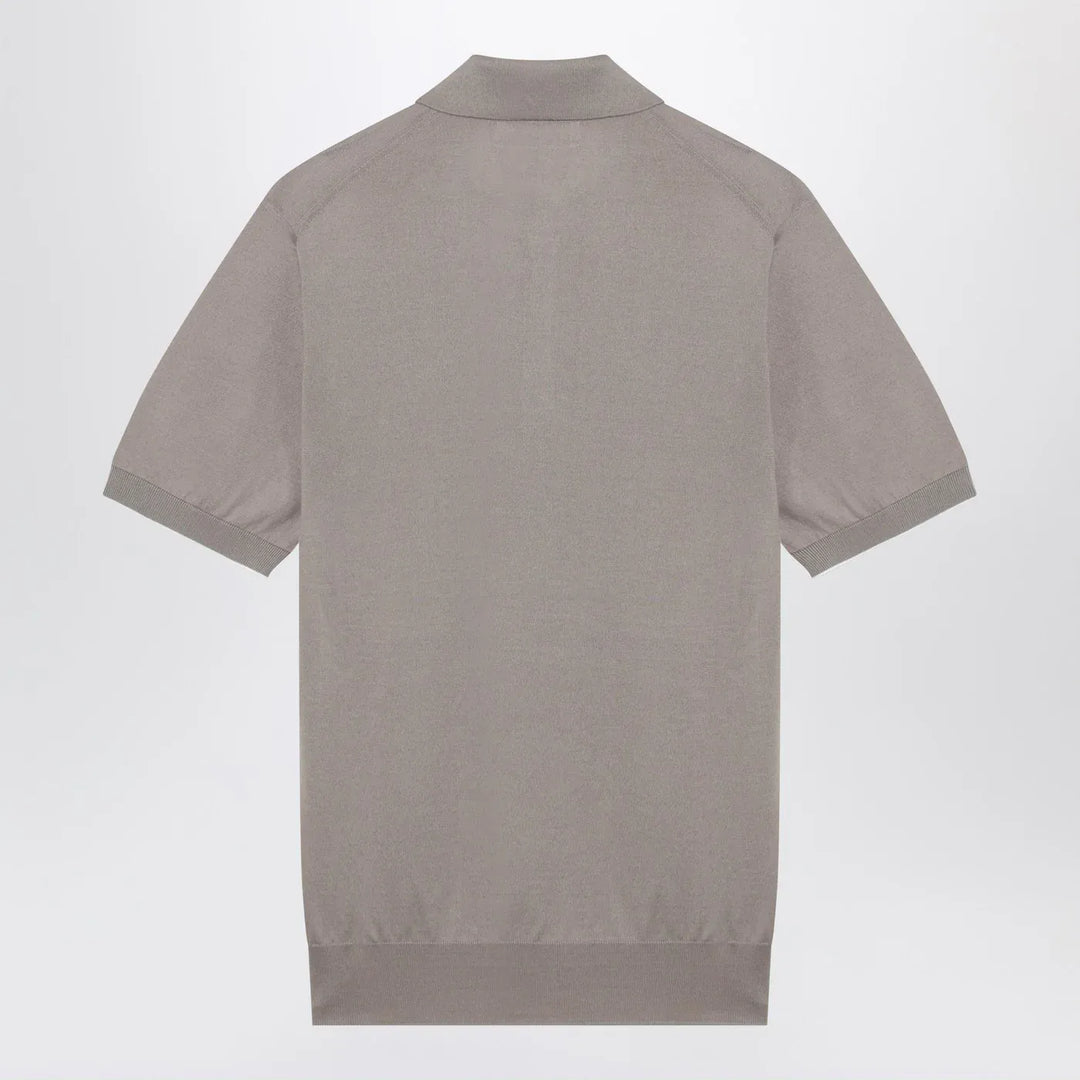 Brunello Cucinelli - Light brown cotton knit polo shirt Brand Polo