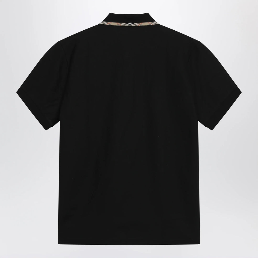 Burberry - Black cotton polo with Check detail by Burberry Brand Polo