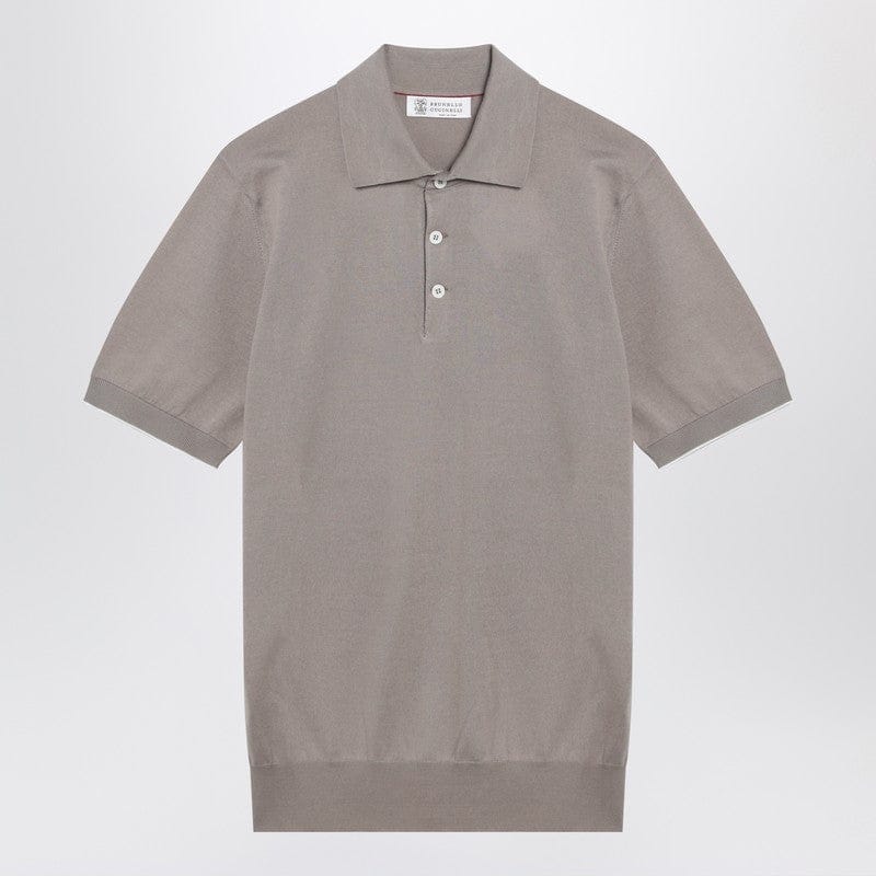 Shirts &amp; Tops Brunello Cucinelli - Light brown cotton knit polo shirt - 52 IT Brand