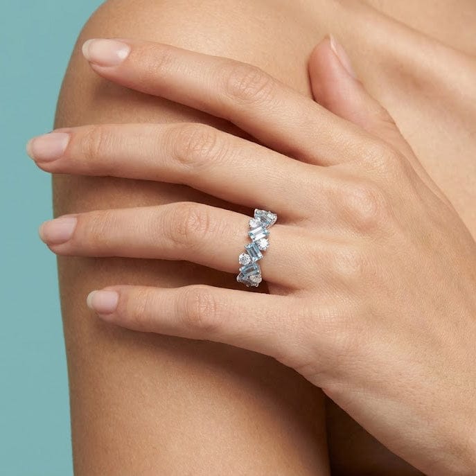 LEIBISH Aquamarine &amp; Diamond Band Ring Brand Ring
