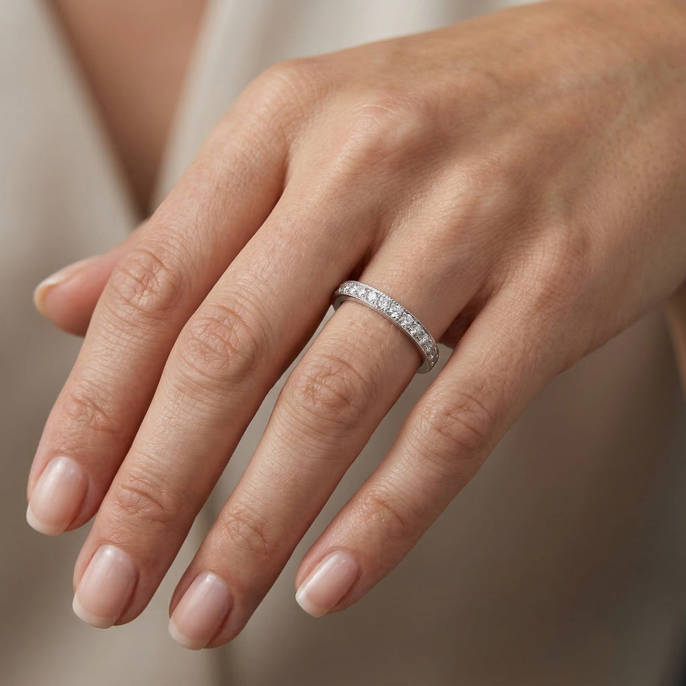 LEIBISH F+ Diamond Half-Eternity Wedding Ring with Milgrain Edge Brand Ring