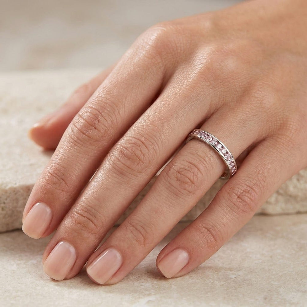 LEIBISH Fancy Light Pink Diamond Channel-Set Wedding Band Brand Ring