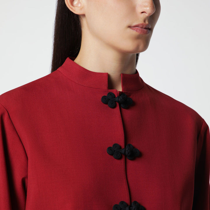 Róhe - Carmine Red Wool Jacket with Pankou Closure Brand
