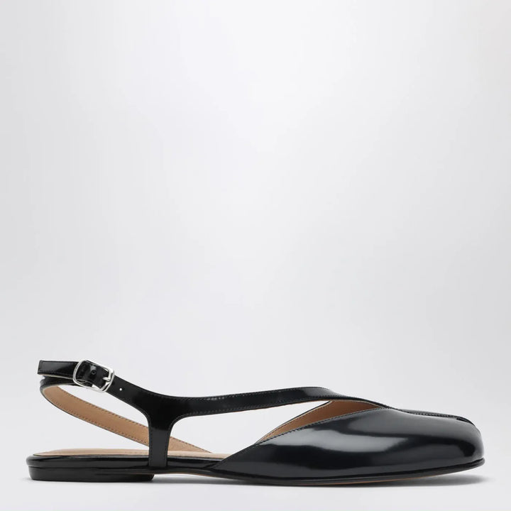 Maison Margiela - Black brushed leather Tabi slingback sandals Brand Sandals 39,5 IT