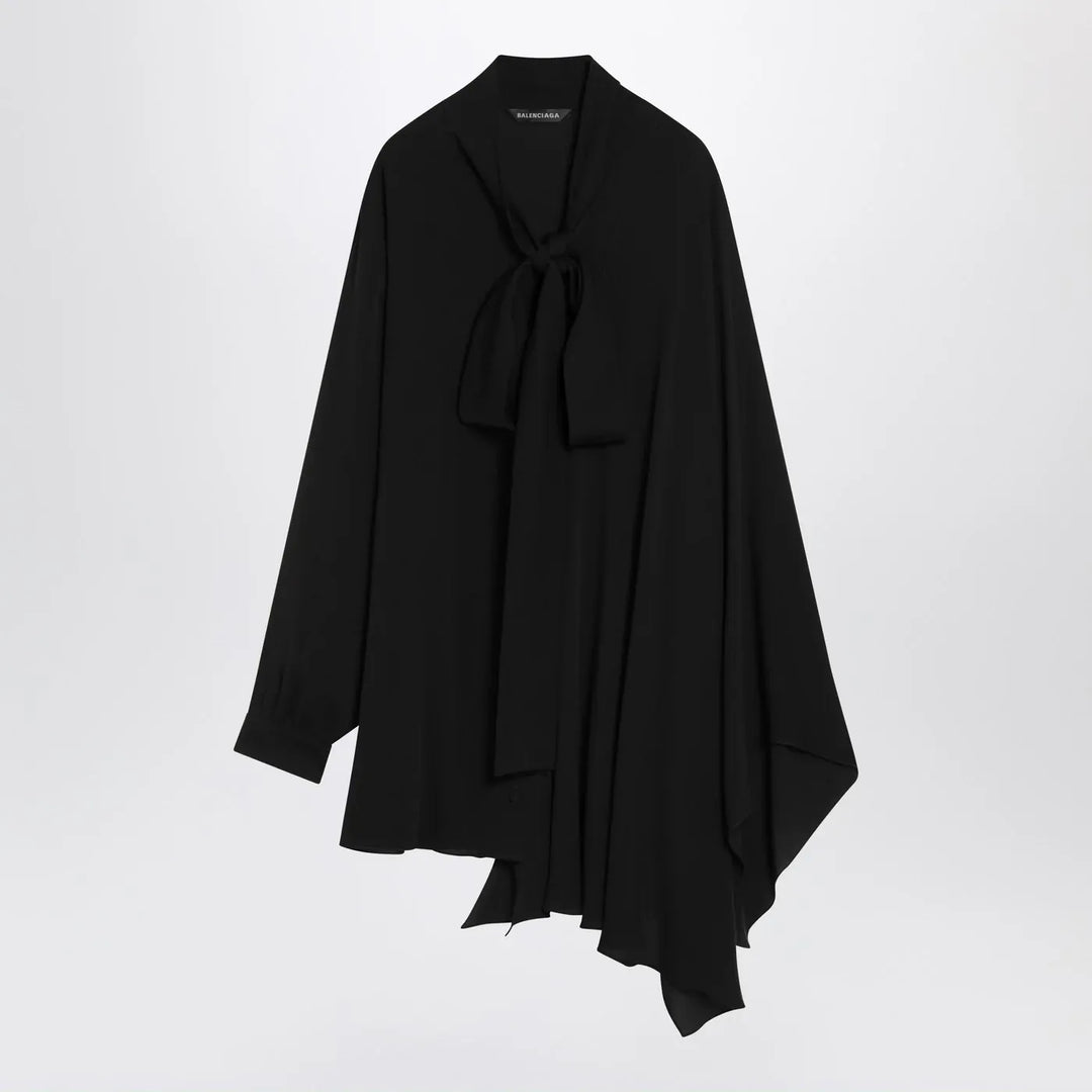 Balenciaga - Asymmetric black silk blouse with scarf Brand Scarf 36  FR