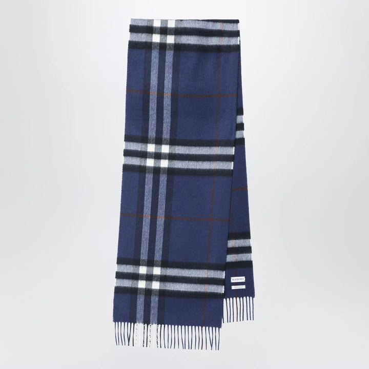 Burberry - Blue cashmere scarf with a checked pattern Brand Scarves &amp; Shawls U