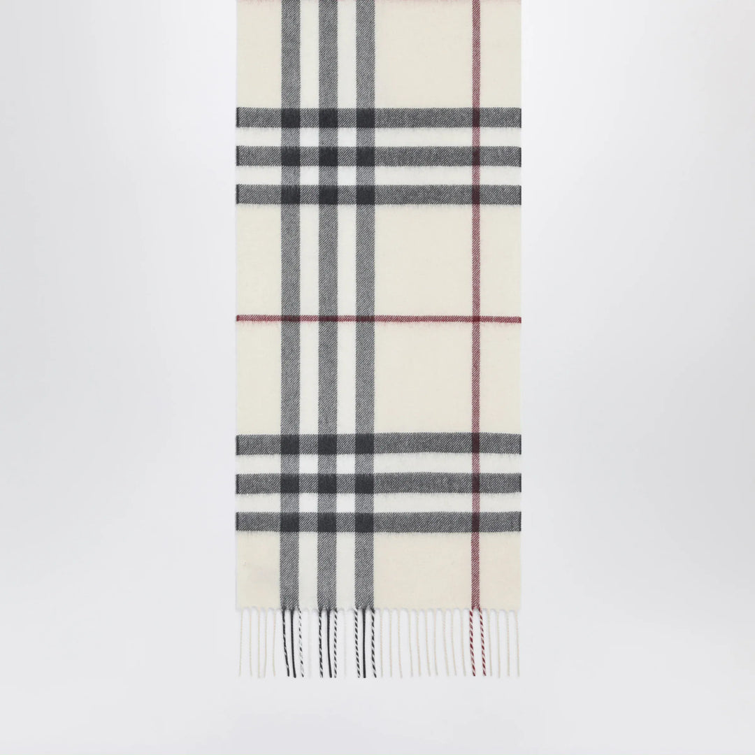Burberry - Check cashmere scarf in stone Brand Scarves &amp; Shawls U