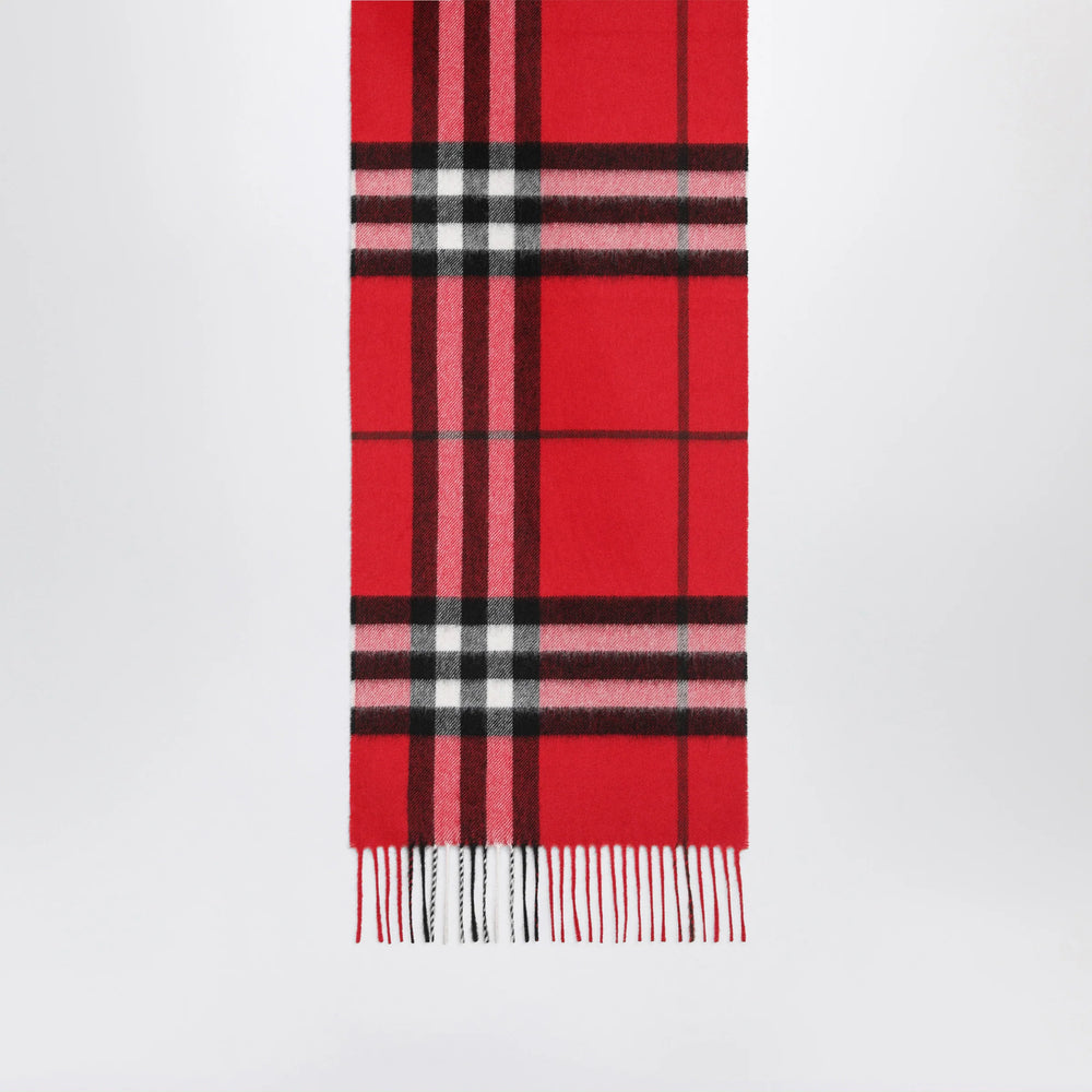 Burberry - Check cashmere scarf with fringes in Post Red Brand Scarves & Shawls U