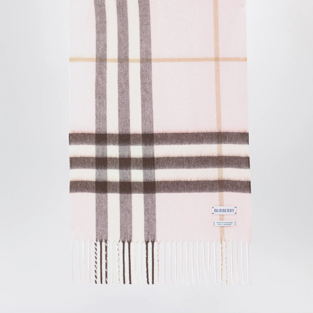 Burberry - Pink cashmere scarf with a checked pattern Brand Scarves & Shawls U