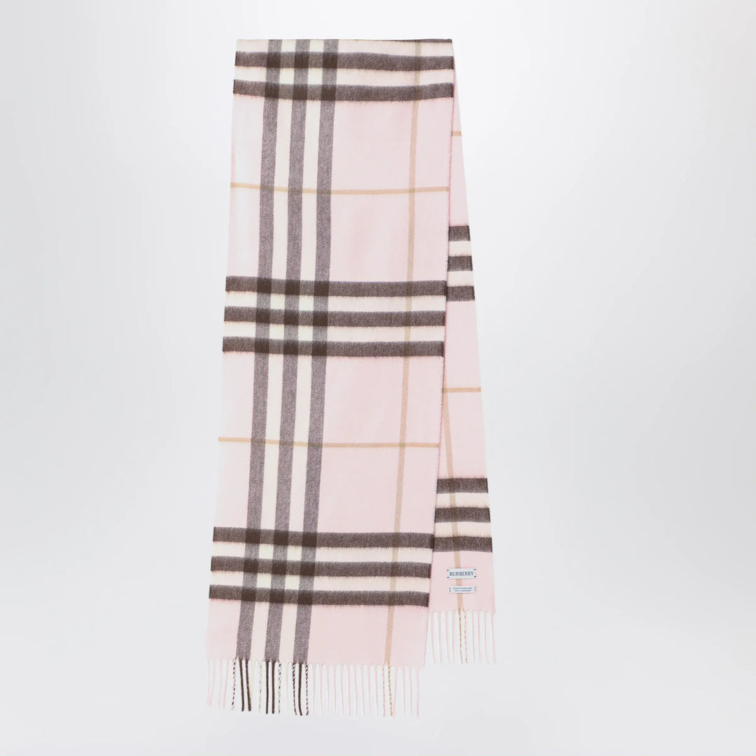 Burberry - Pink cashmere scarf with a checked pattern Brand Scarves & Shawls U