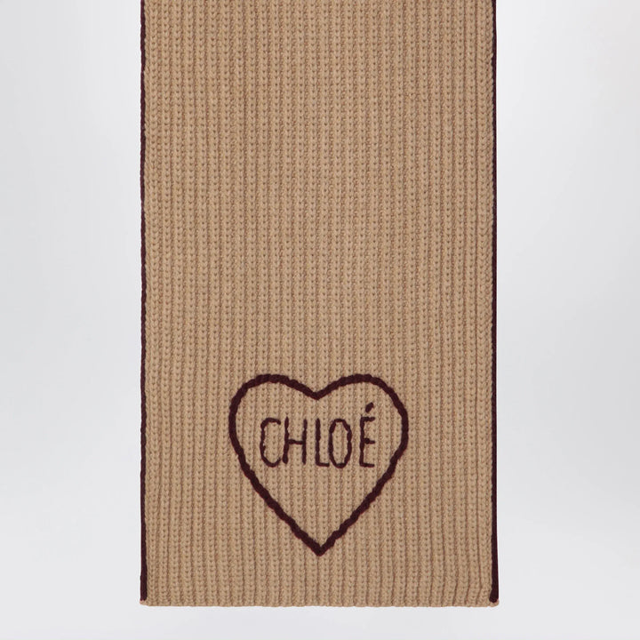 Chloé - Encoeur wool and cashmere scarf in bleached brown Brand Scarves &amp; Shawls U