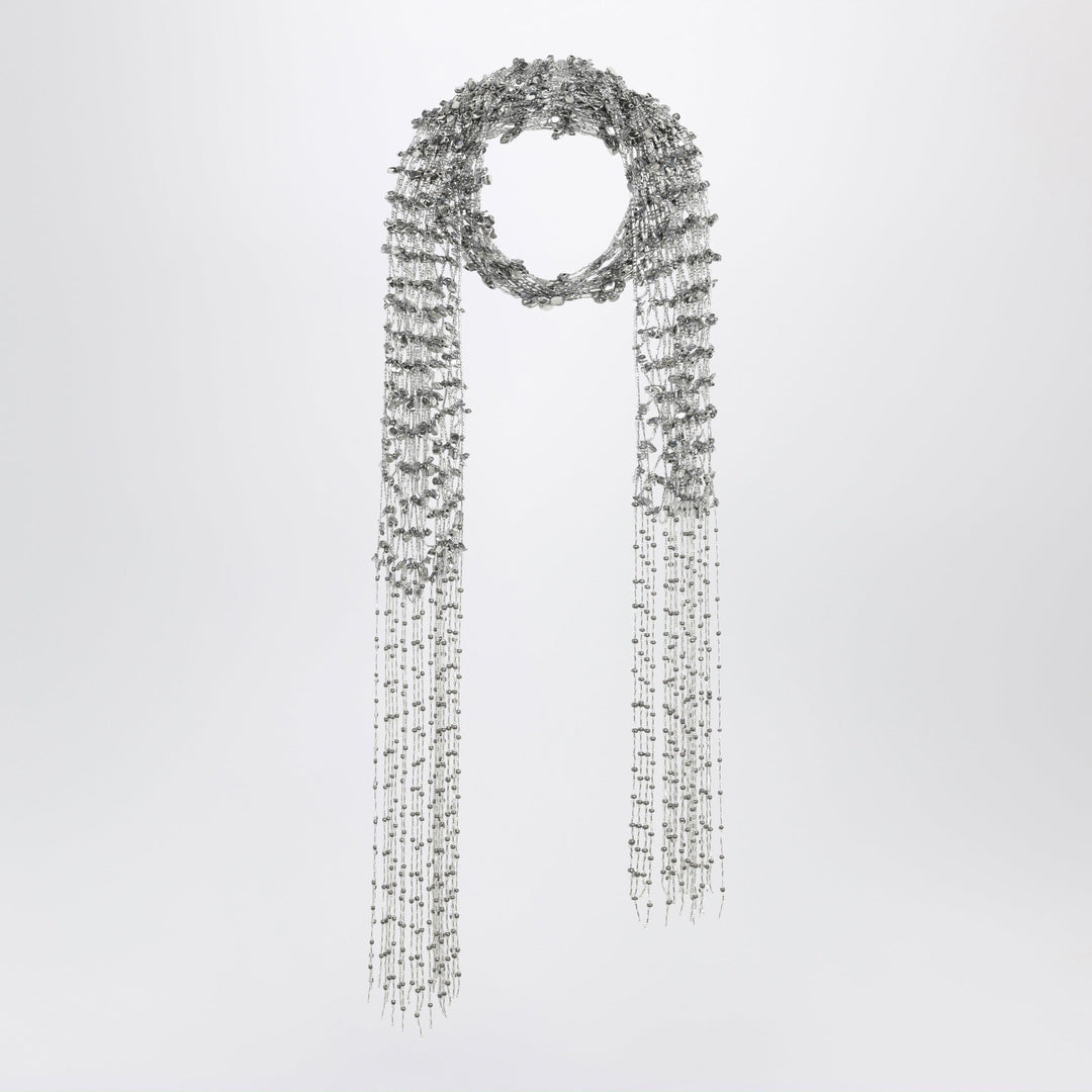 Scarves &amp; Shawls TU Dries Van Noten - Silver beaded scarf with fringes Brand