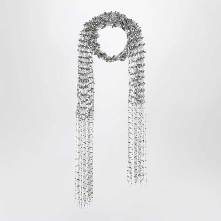Dries Van Noten - Silver beaded scarf with fringes Brand Scarves &amp; Shawls TU
