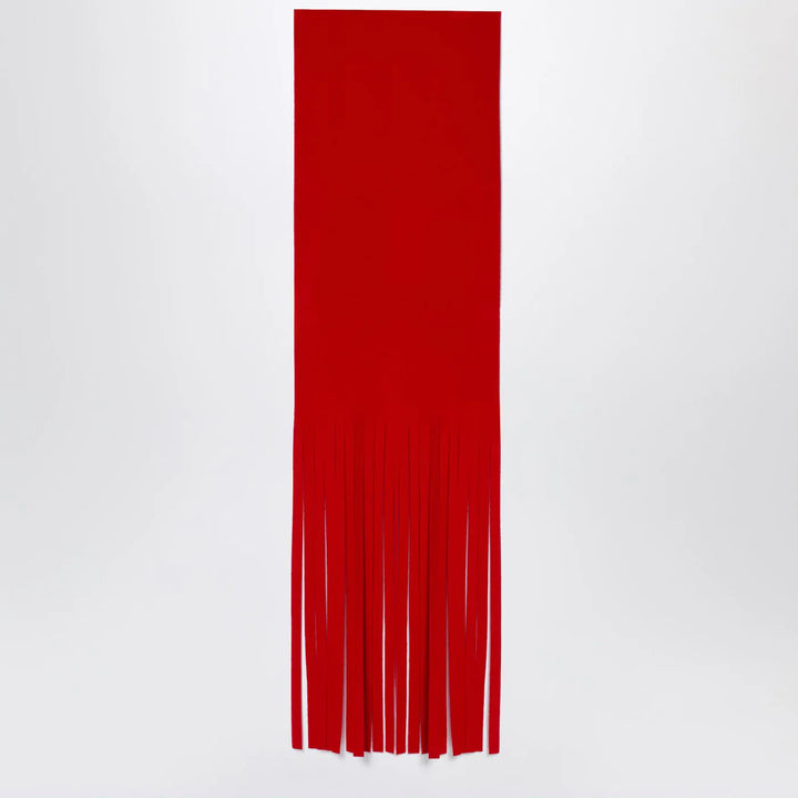 Sportmax - Red Wool Scarf with Fringes Brand Scarves &amp; Shawls TU