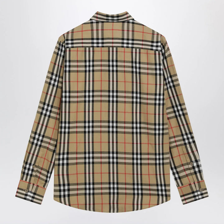Burberry - Beige shirt with Check pattern Brand Shirt
